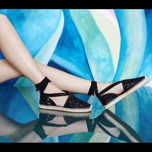 NWOB Jimmy Choo Dolphin Lace-Up Espadrille Flats 8